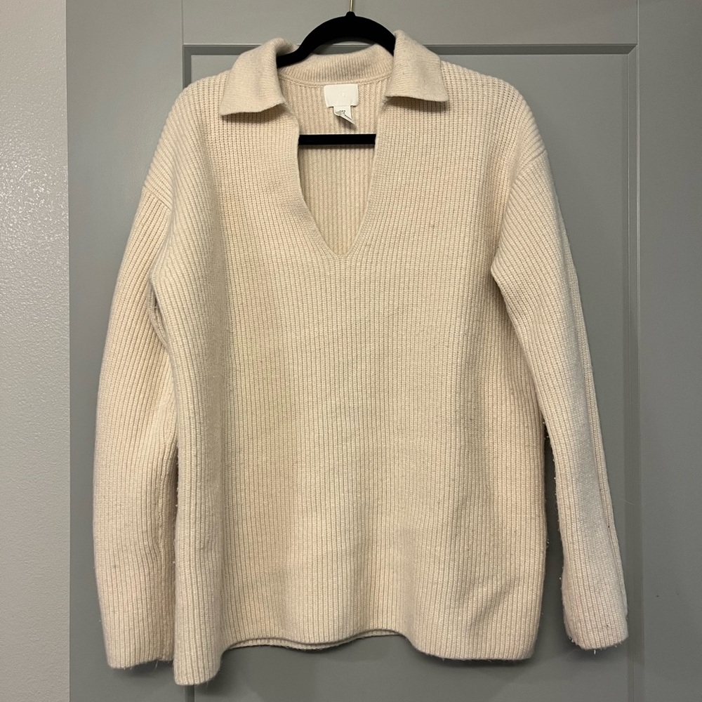 H&M Cream V-Neck Women's Sweater